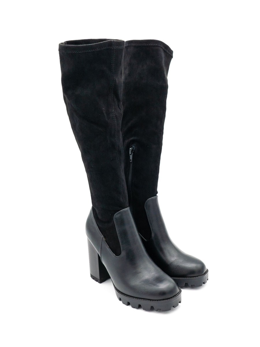 Calzature Cafènoir | Stivale Semilpelle Stretch Donna Cafenoir9950 Nero