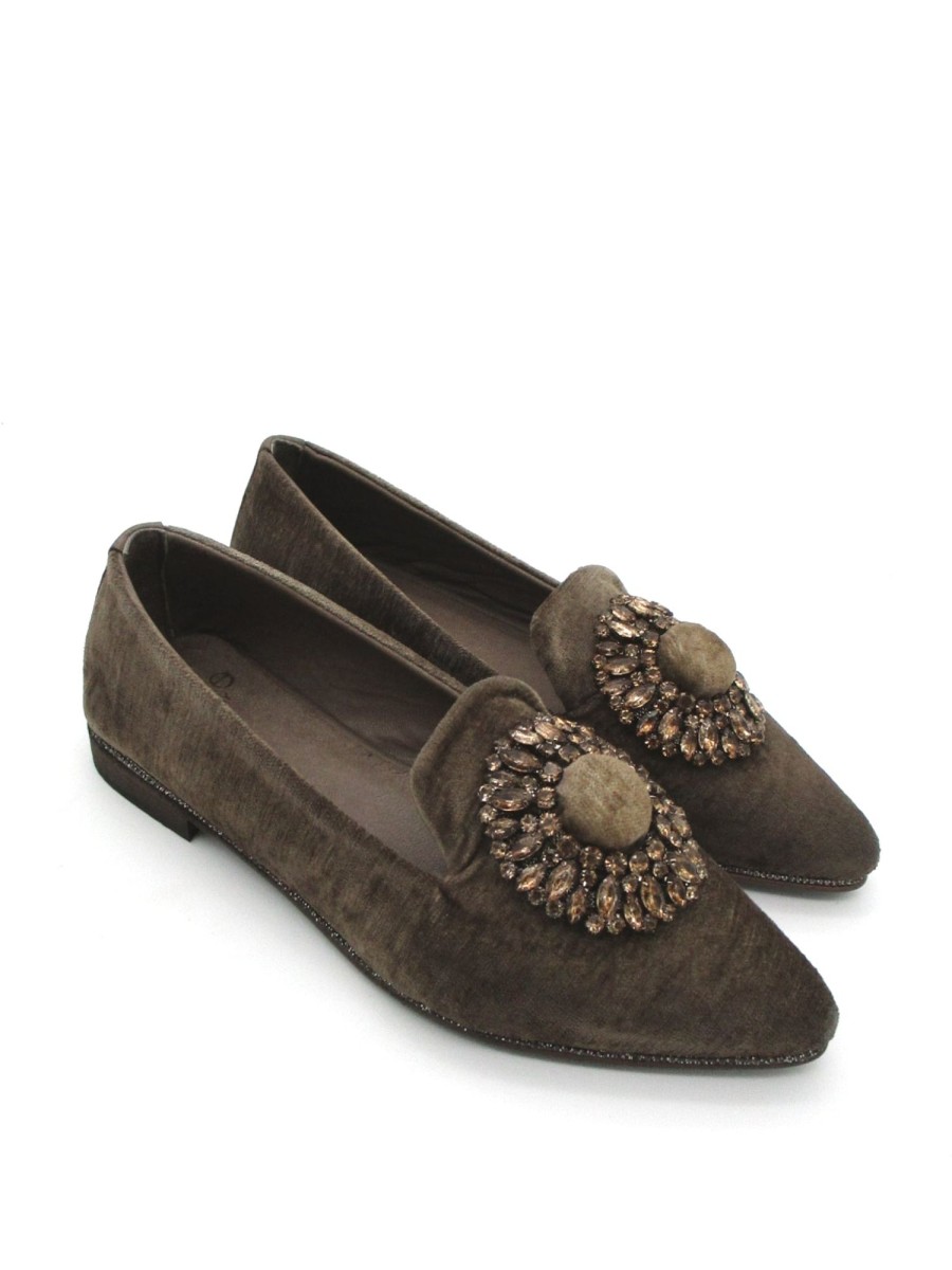 Calzature Zoe | Ballerina Zoe Velluto Chantal03 - Taupe