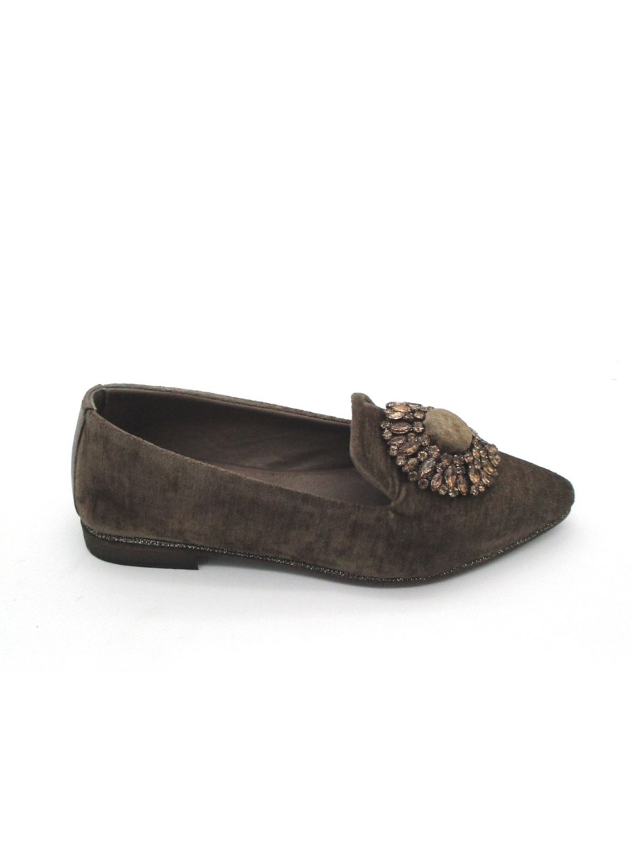 Calzature Zoe | Ballerina Zoe Velluto Chantal03 - Taupe