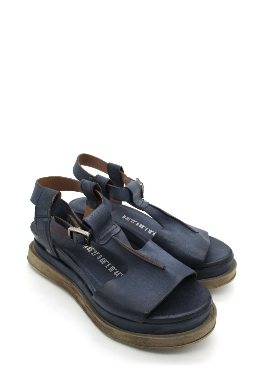 Calzature AS98 | Sandalo In Pelle Zeppa Donna As98 Lagos Freedom - A15029 - Blue