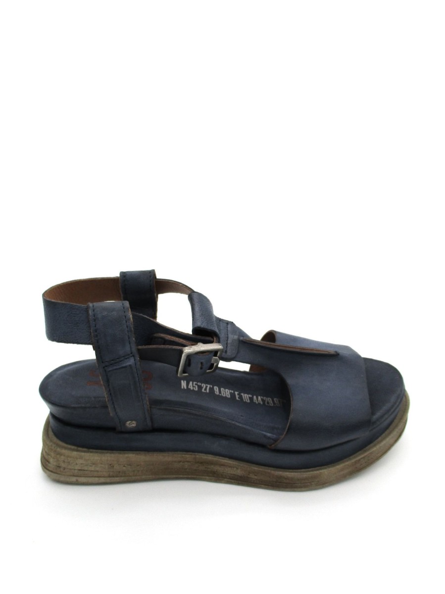 Calzature AS98 | Sandalo In Pelle Zeppa Donna As98 Lagos Freedom - A15029 - Blue