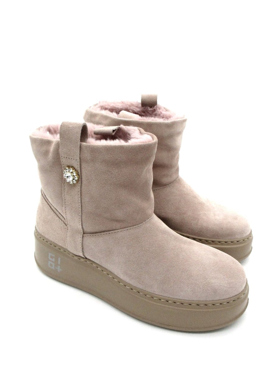 Calzature Gio+ | Stivaletto Camoscio Donna Gio+ Combi Sahara - Piada05C - Cipria