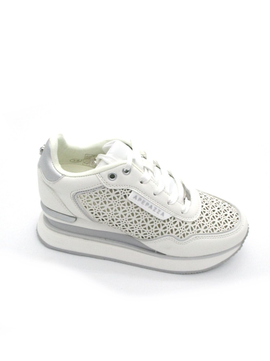 Calzature Apepazza | Sneaker Donna Running Pelle Traforata Apepazza Marghe White