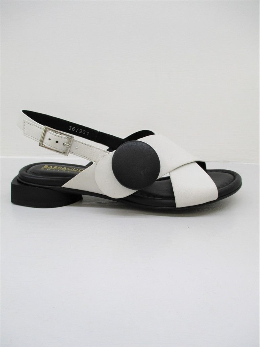 Calzature Adele Dezzotti | Sandalo Pelle Donna Barracuda'S Bianco/Nero 0502