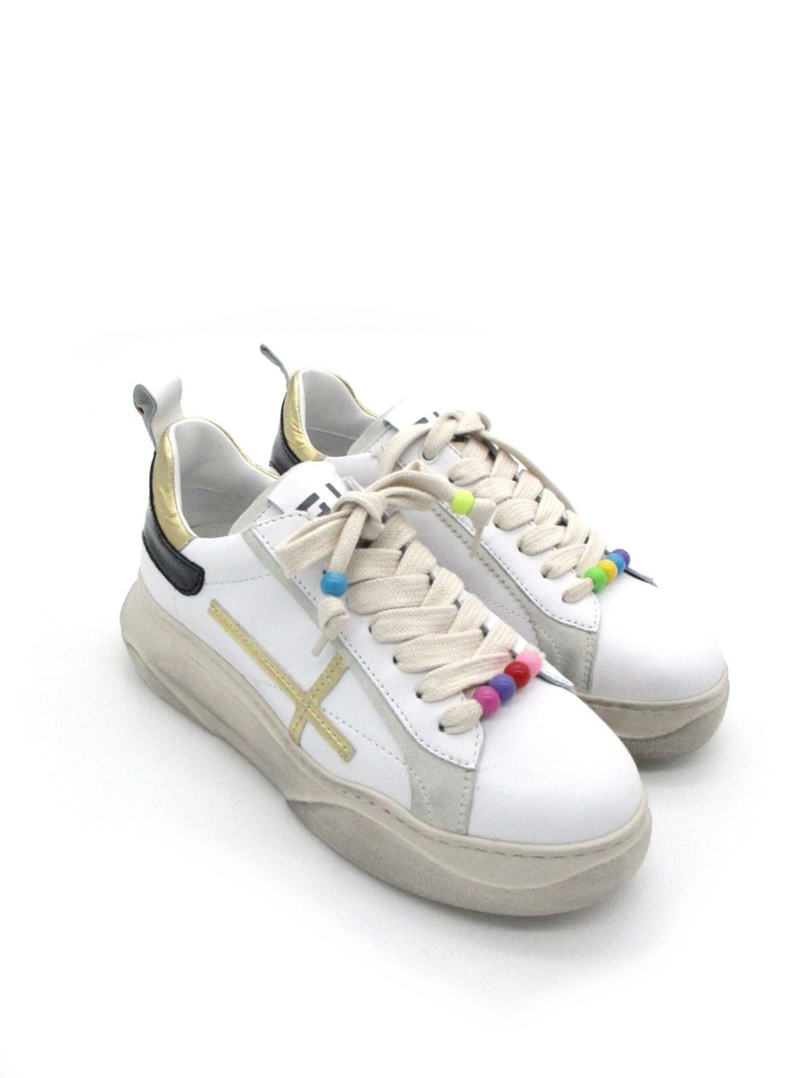 Calzature Gio+ | Sneaker Pelle Donna Gio+ Combi Black White - Giada 62B - Bianco