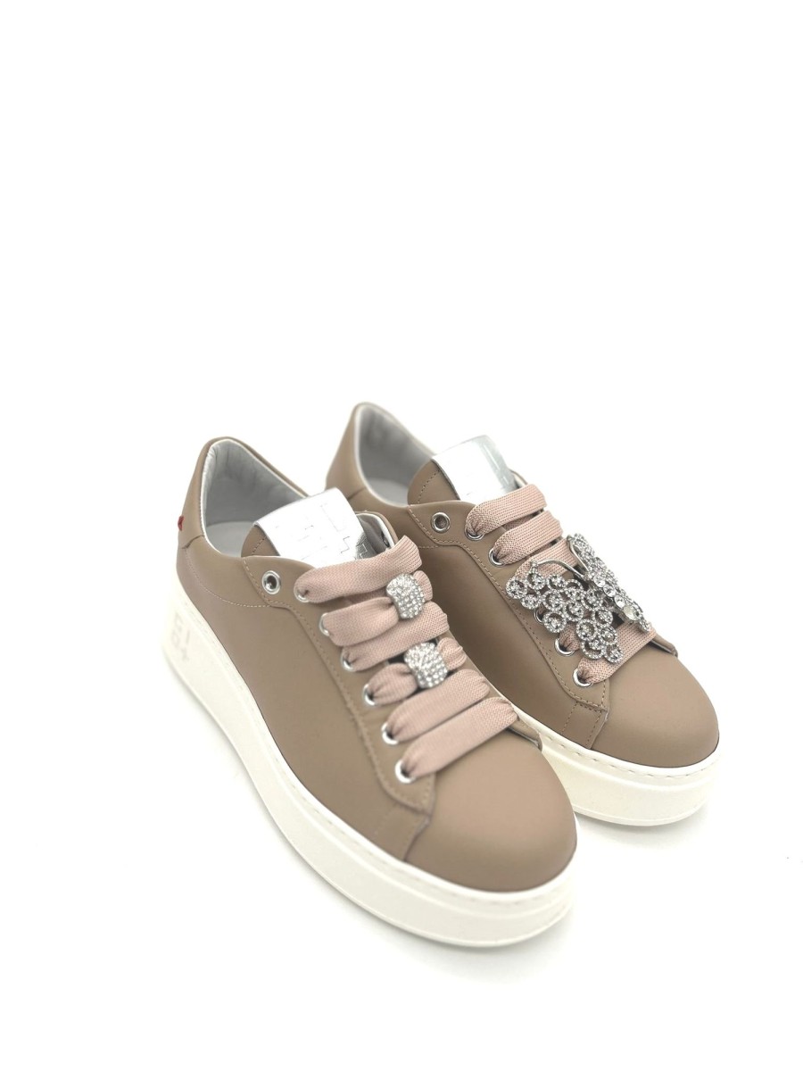 Calzature Gio+ | Sneaker Pelle Donna Gio+ Combi Farfalla - Pia 130B - Beige