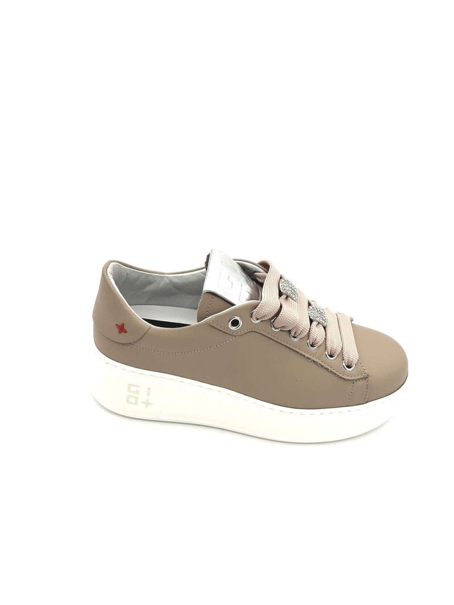 Calzature Gio+ | Sneaker Pelle Donna Gio+ Combi Farfalla - Pia 130B - Beige