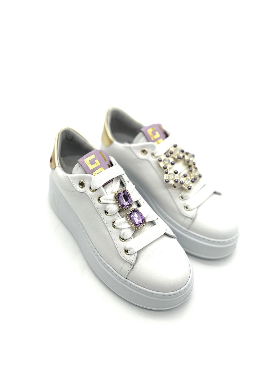 Calzature Gio+ | Sneaker Pelle Donna Gio+ Combi Fantasy Pia 160A- White