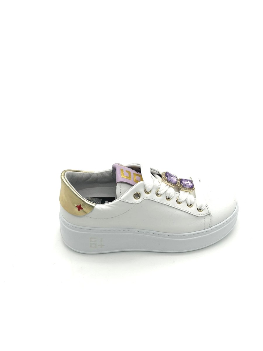 Calzature Gio+ | Sneaker Pelle Donna Gio+ Combi Fantasy Pia 160A- White