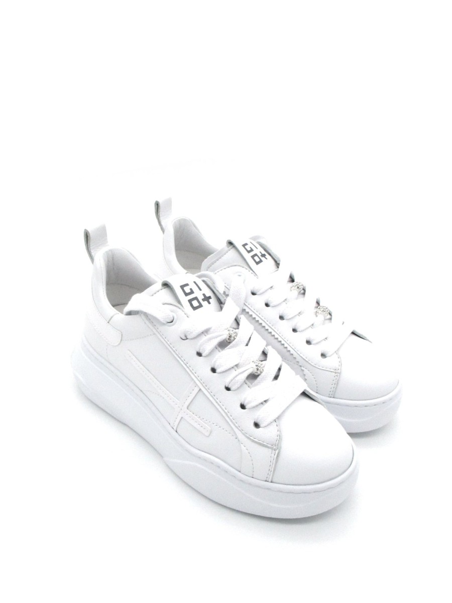 Calzature Gio+ | Sneaker Pelle Donna Gio+ Combi White - Giada 63A - Bianco