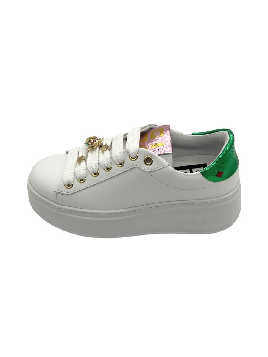 Calzature Gio+ | Sneaker Pelle Donna Gio+ Combi Bianco Coccinelle - Pia 158A- White