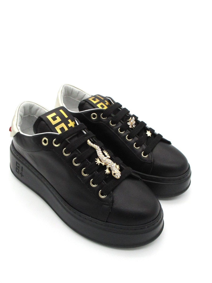 Calzature Gio+ | Sneaker Pelle Donna Gio+ Combi Black - Pia72A - Nero