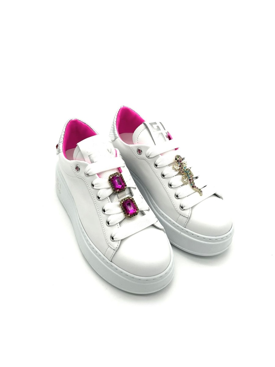 Calzature Gio+ | Sneaker Pelle Donna Gio+ Combi Geco - Pia 180A- White