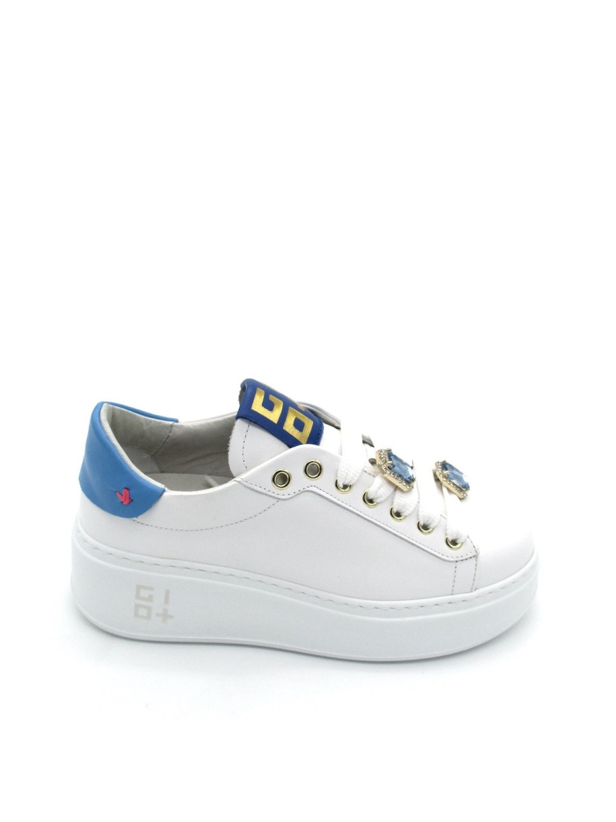 Calzature Gio+ | Sneaker Pelle Donna Gio+ Pia 38 Combi Granchio Bianca Bianco