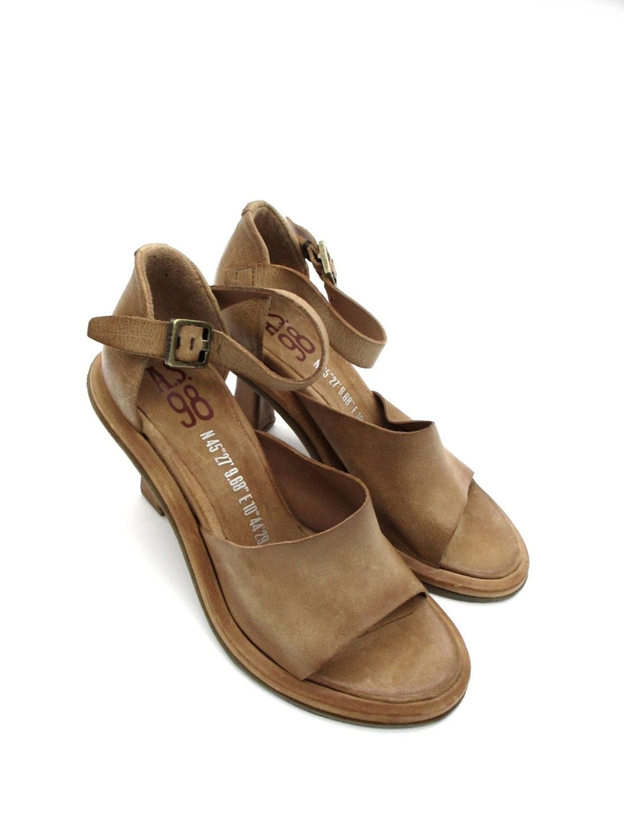 Calzature AS98 | Sandalo In Pelle Donna As98 Sagita B22006 - Camel