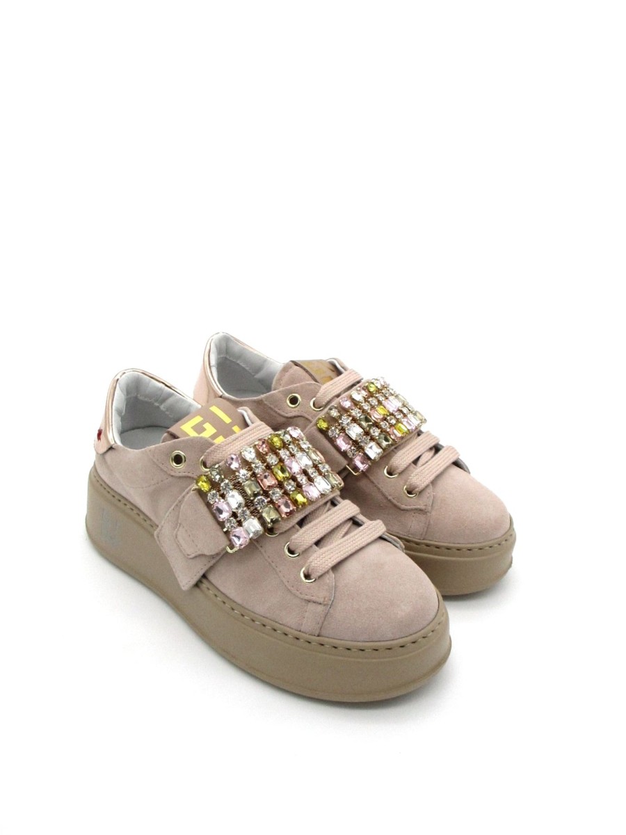 Calzature Gio+ | Sneaker Camoscio Donna Gio+ Velour Sahara - Pia 737A - Sabbia