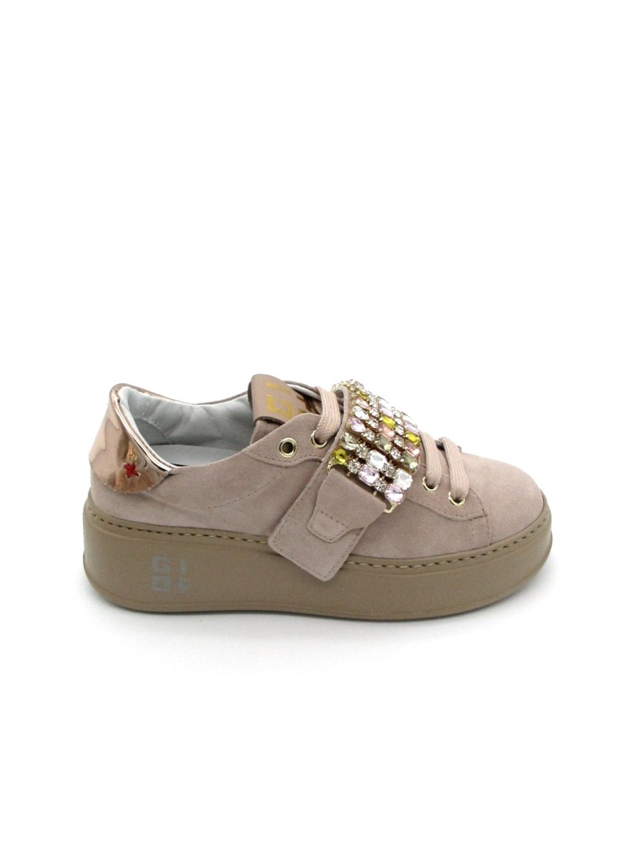 Calzature Gio+ | Sneaker Camoscio Donna Gio+ Velour Sahara - Pia 737A - Sabbia