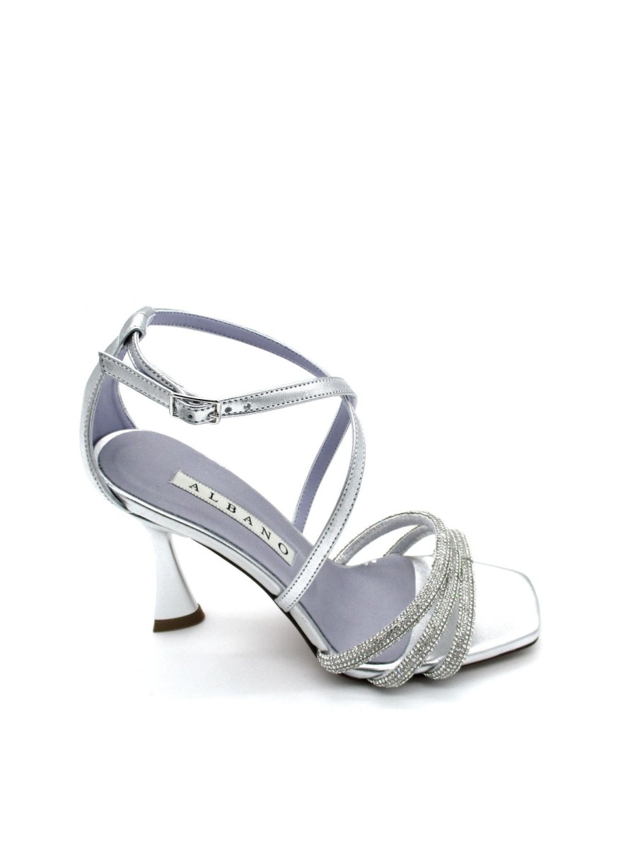 Calzature Albano | Sandalo Donna 3216 Albano Metallizzato Argento