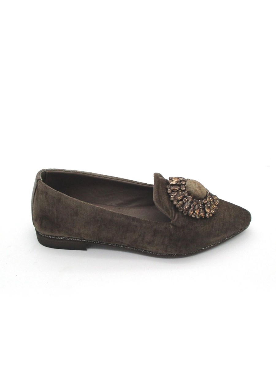 Calzature Zoe | Ballerina Zoe Velluto Chantal03 - Taupe