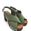 Calzature Valery Calzature | Sandalo Zoccolo Camoscio Donna Valery Bosco - 8513 - Verde