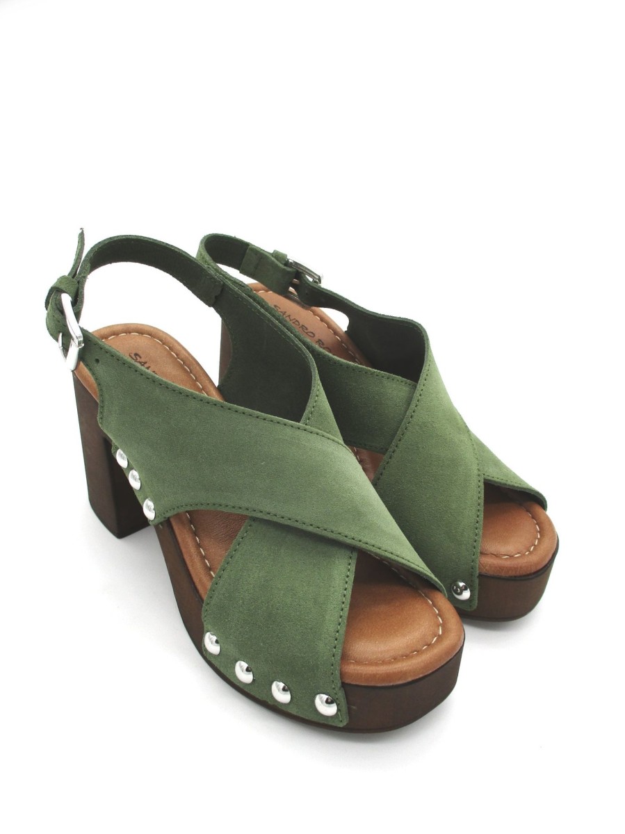 Calzature Valery Calzature | Sandalo Zoccolo Camoscio Donna Valery Bosco - 8513 - Verde