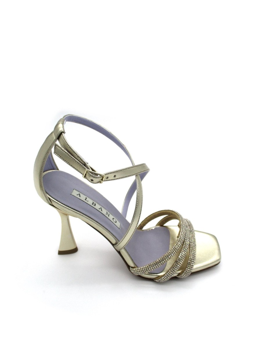 Calzature Albano | Sandalo Donna 3216 Albano Metallizzato Platino