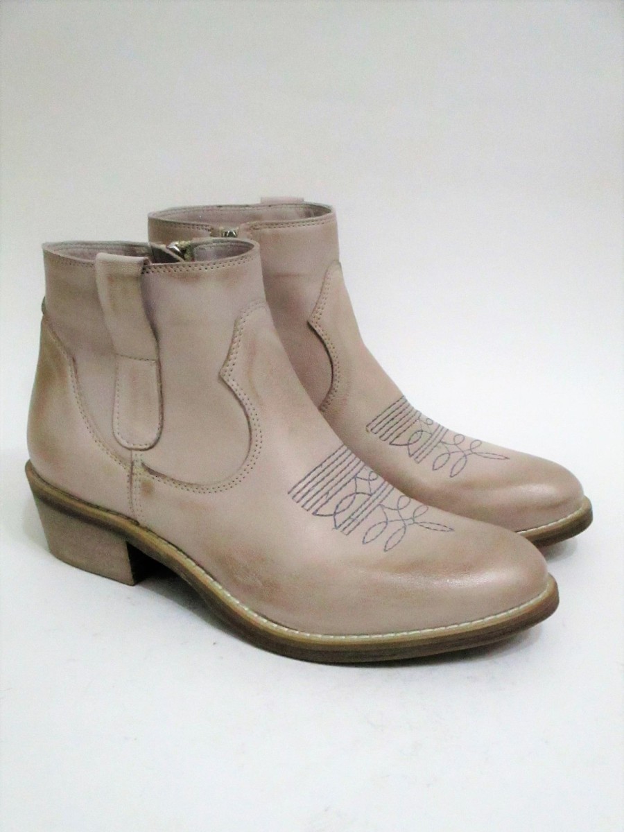 Calzature Valery Calzature | Tronchetto Texano Pelle Donna Valery 959 Taupe