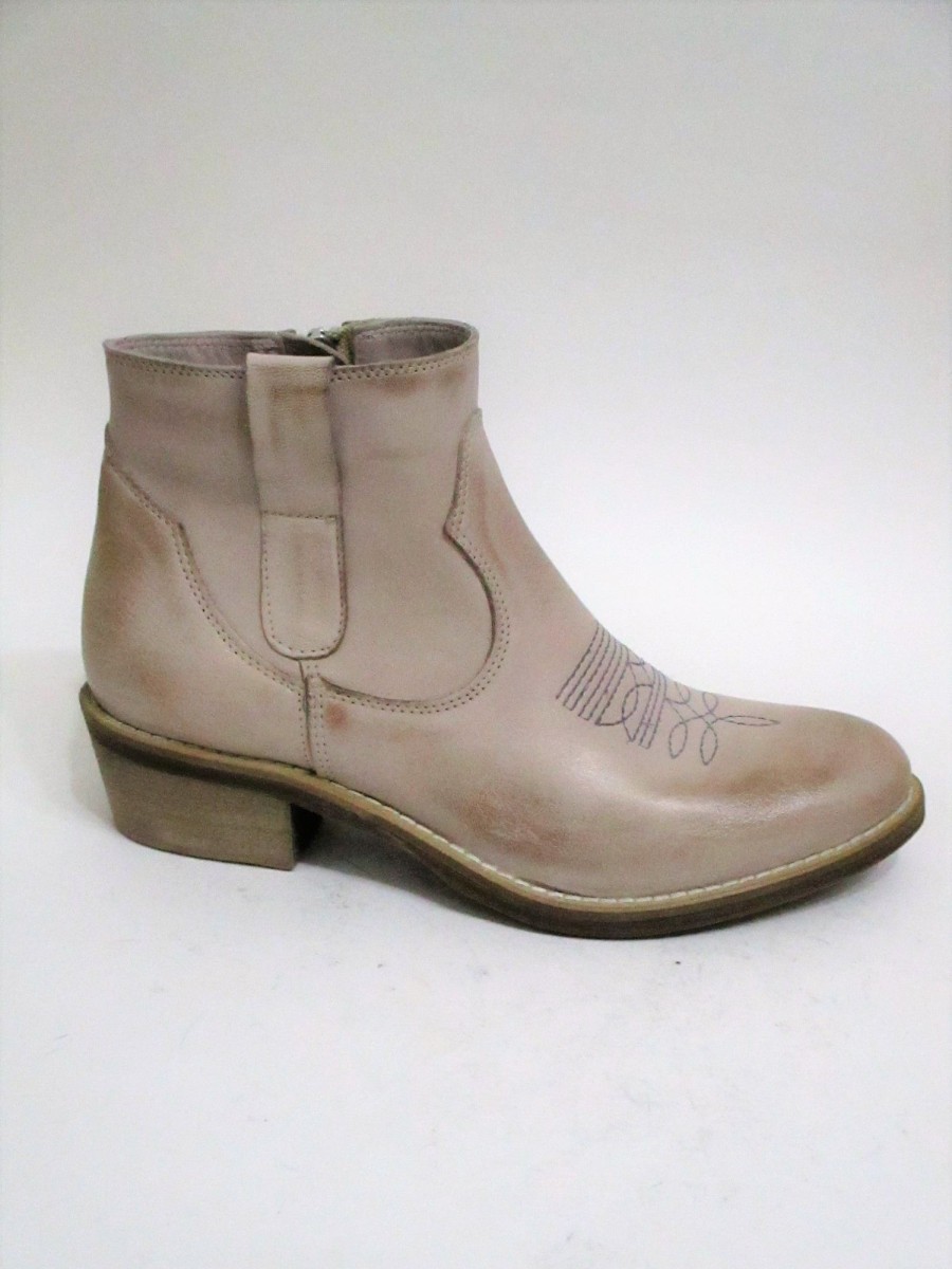 Calzature Valery Calzature | Tronchetto Texano Pelle Donna Valery 959 Taupe