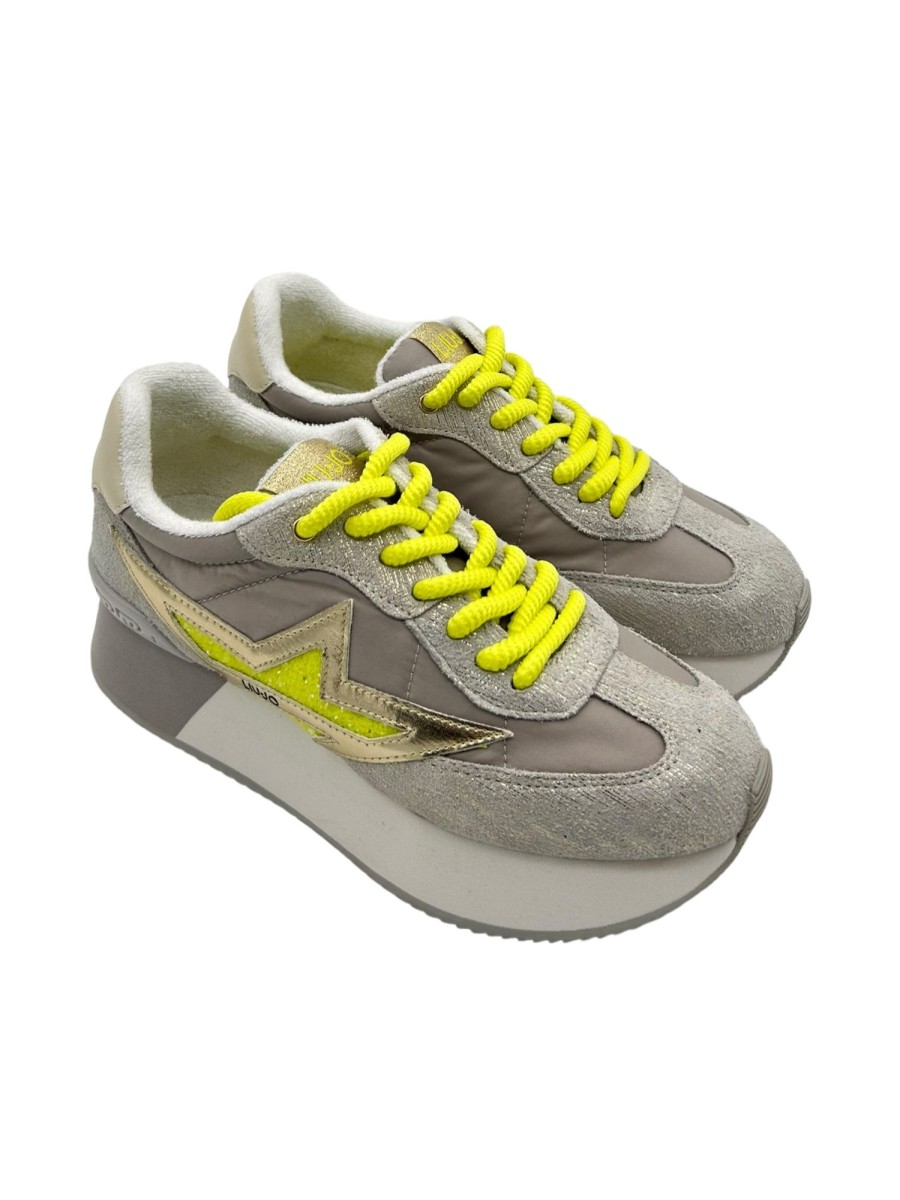 Calzature Liu Jo | Sneakers Liujo Laminated Suede Light Gold Yellow Fluo - Dreamy 03 - Gray