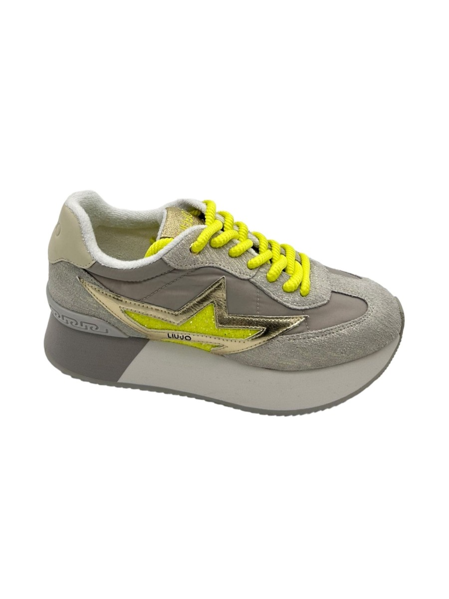 Calzature Liu Jo | Sneakers Liujo Laminated Suede Light Gold Yellow Fluo - Dreamy 03 - Gray