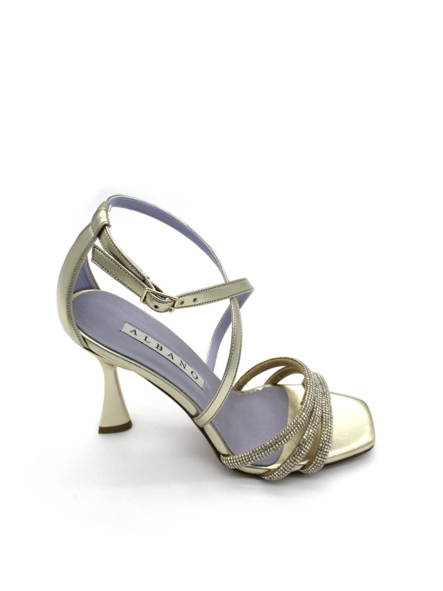 Calzature Albano | Sandalo Donna 3216 Albano Metallizzato Platino