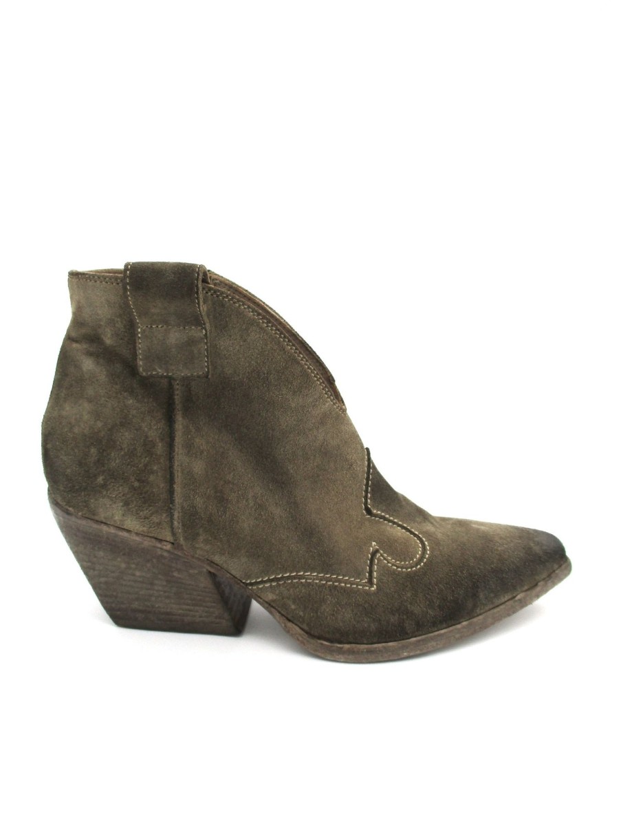 Calzature Elena Iachi | Tronchetto Texano Pelle Scamosciata Donna Elena Iachi E2004 Taupe Wash