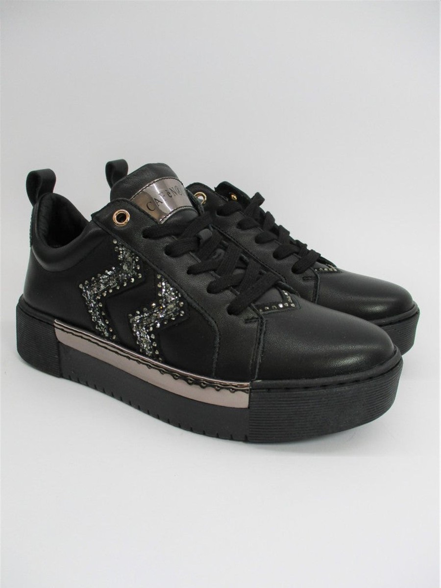 Calzature Cafènoir | Sneaker Pelle Donna Cafenoir Dd112 Nero