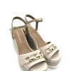 Calzature Gianmarco Sorelli | Sandalo Zeppa Pelle Donna Gianmarco Sorelli Softy 2165 - Milk