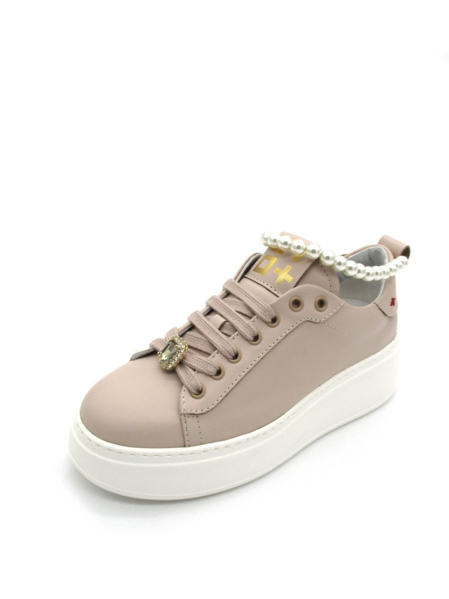 Calzature Gio+ | Sneaker Pelle Donna Gio+ Pia 13C Combi Perla Rosa Antico