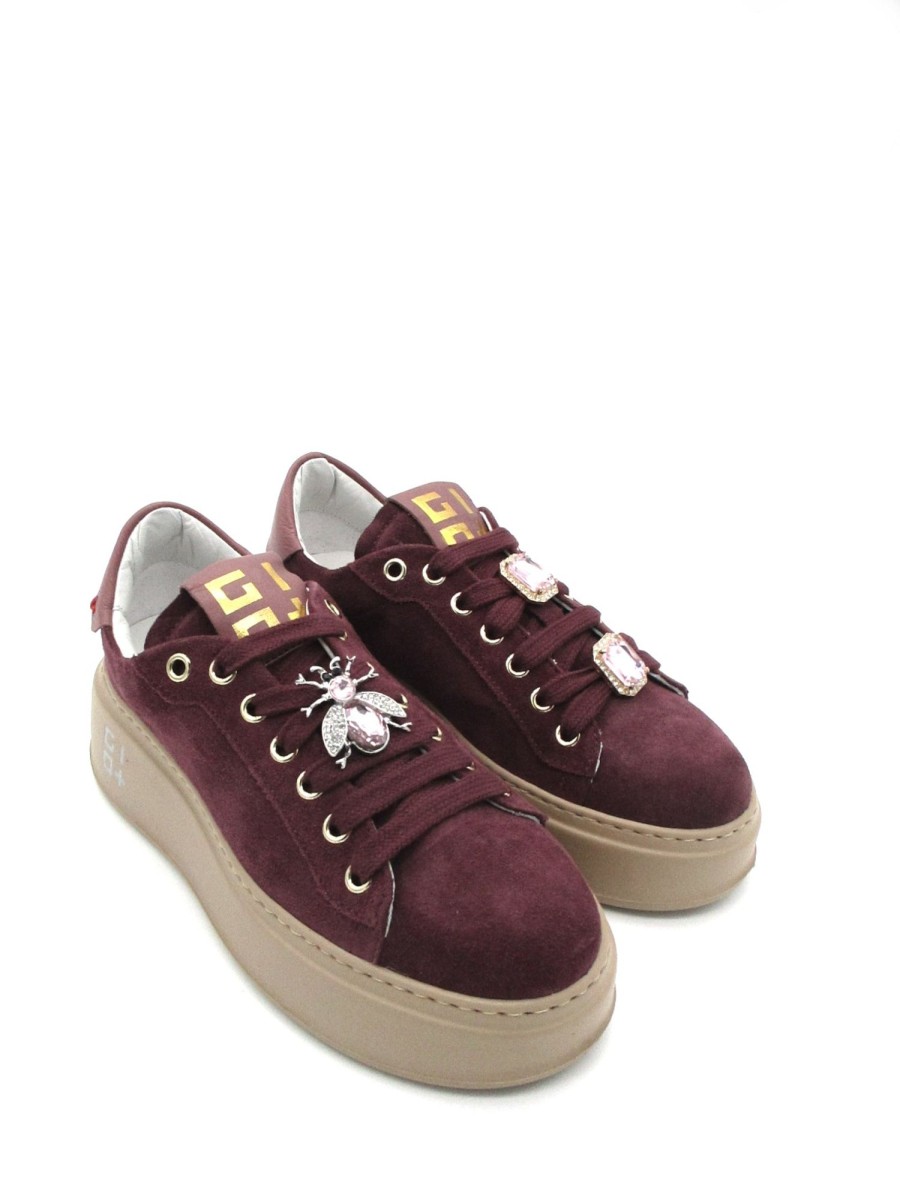 Calzature Gio+ | Sneaker Camoscio Donna Gio+ Combi Porpora - Pia 96A - Bordeaux