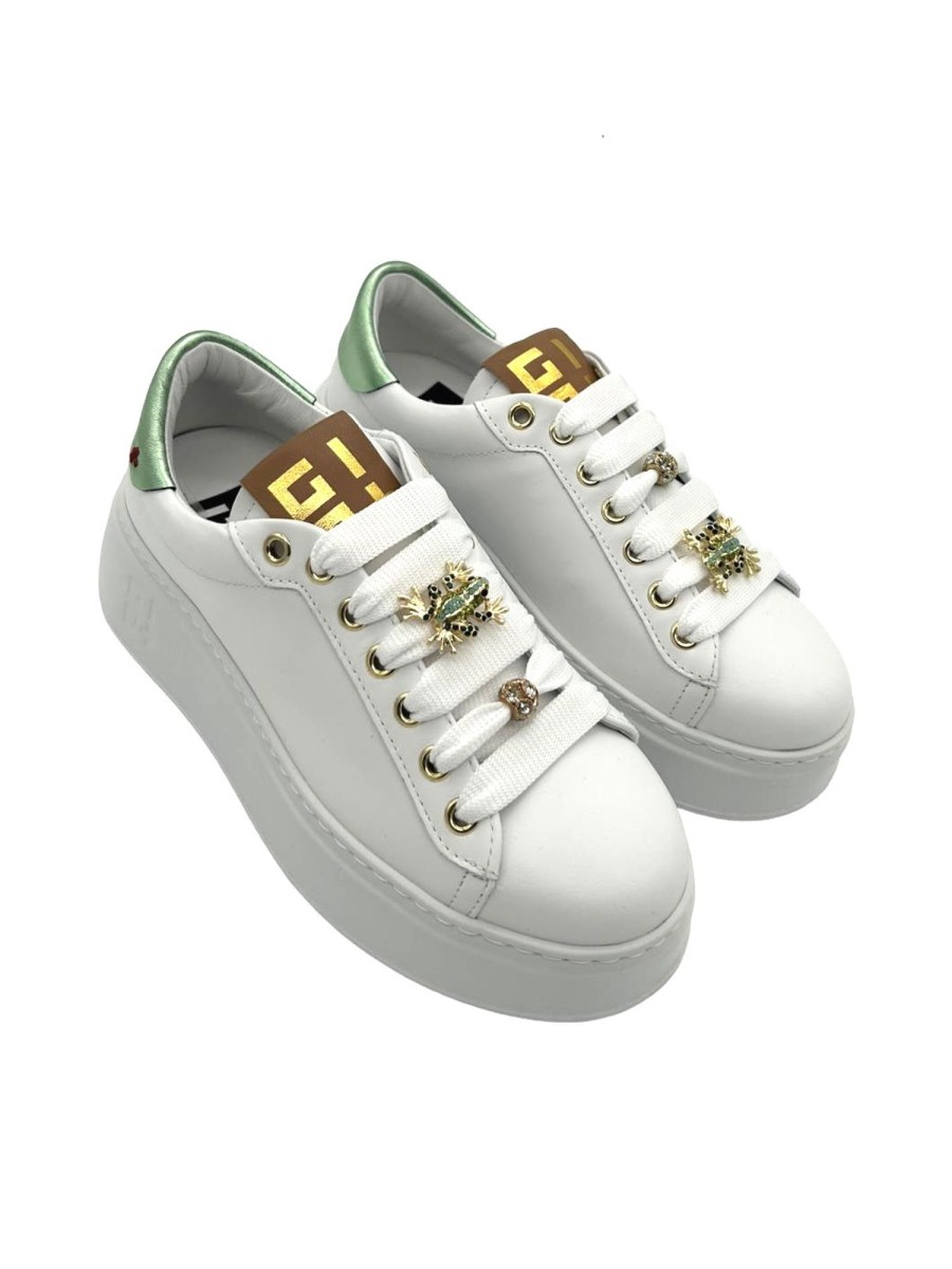 Calzature Gio+ | Sneaker Pelle Donna Gio+ Combi Bianco Mini Ranetta - Pia 150A- White