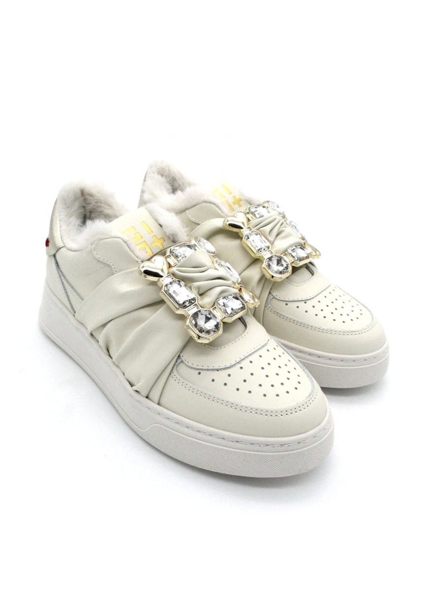 Calzature Gio+ | Sneaker Pelle Donna Gio+ Combi Luxury Latte - Ada40G - Off White