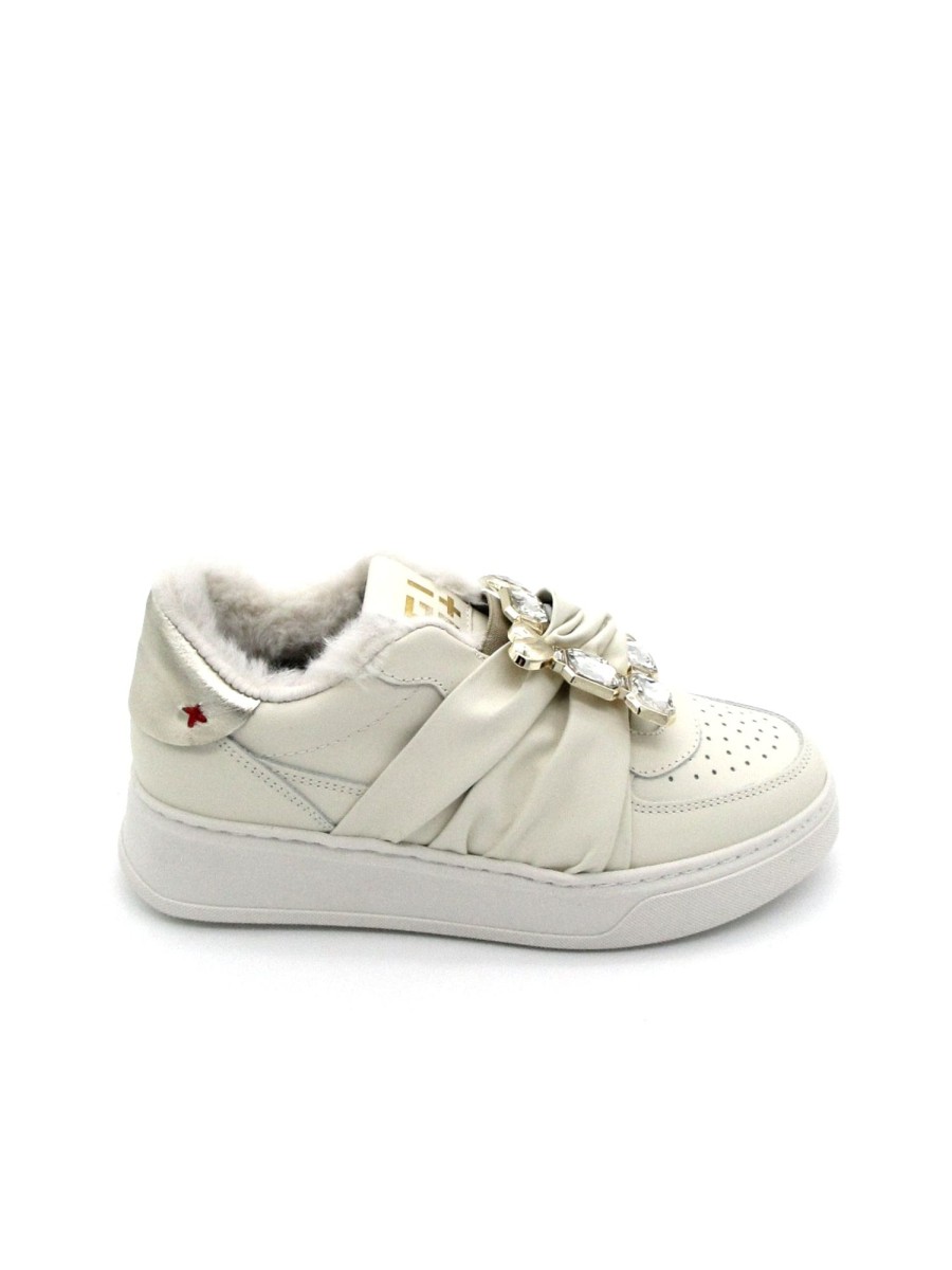 Calzature Gio+ | Sneaker Pelle Donna Gio+ Combi Luxury Latte - Ada40G - Off White